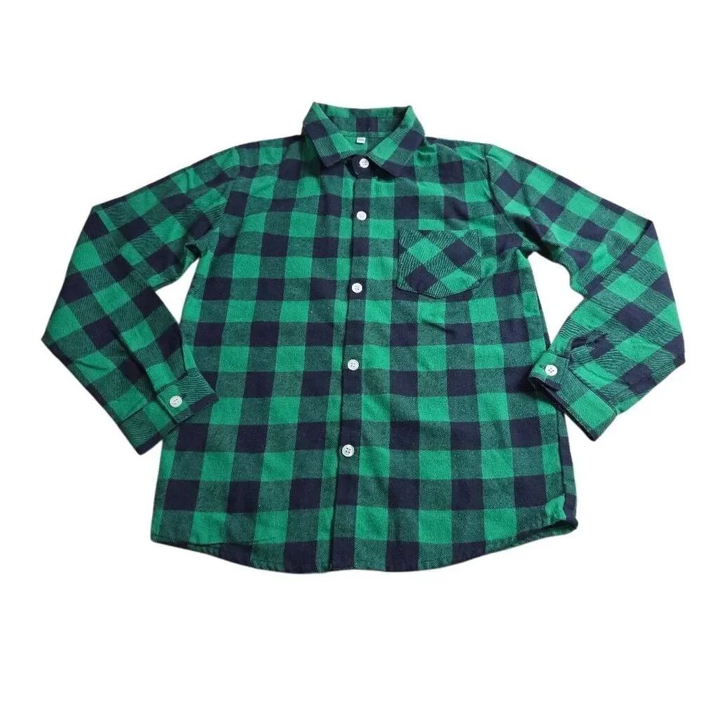 Green & Navy plaid buttondown shirt S (150)